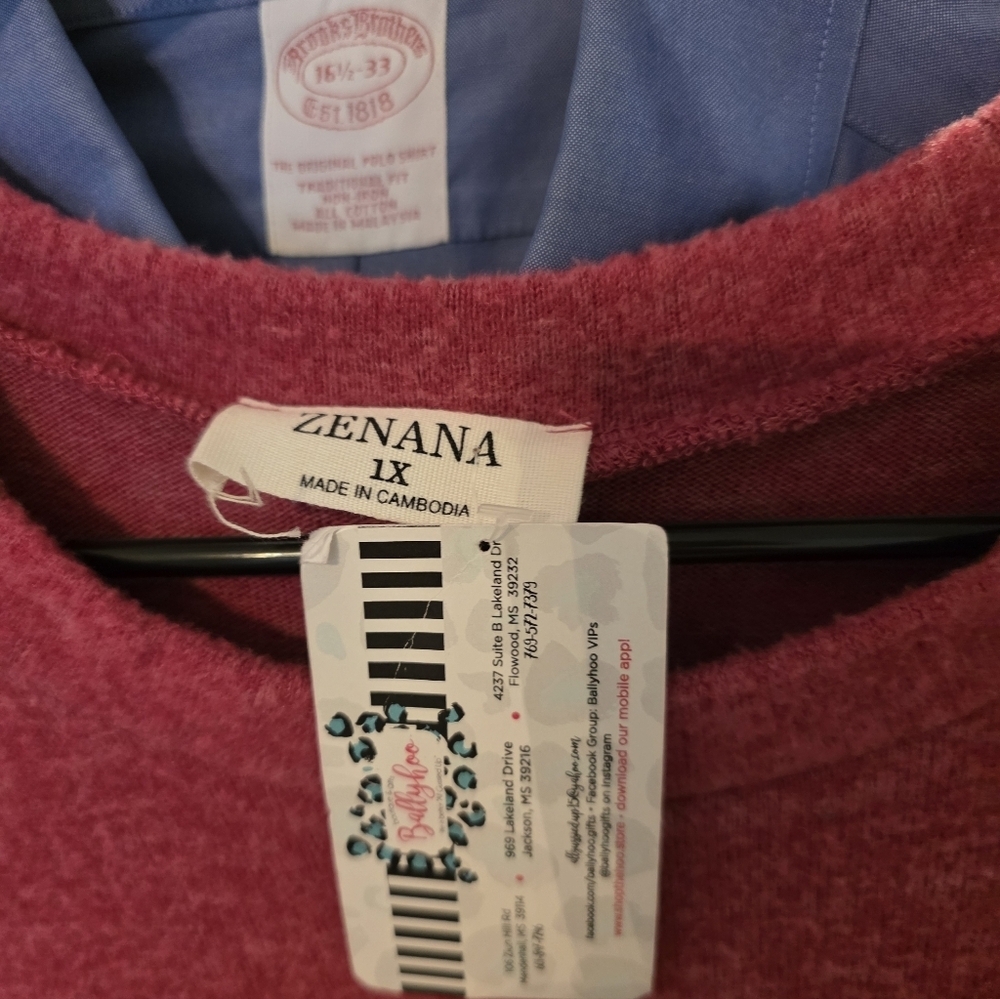 Zenana Outfitters Red Long Sleeve Pocket Top XL NWT Oversized Casual Basic - Picture 2 of 4
